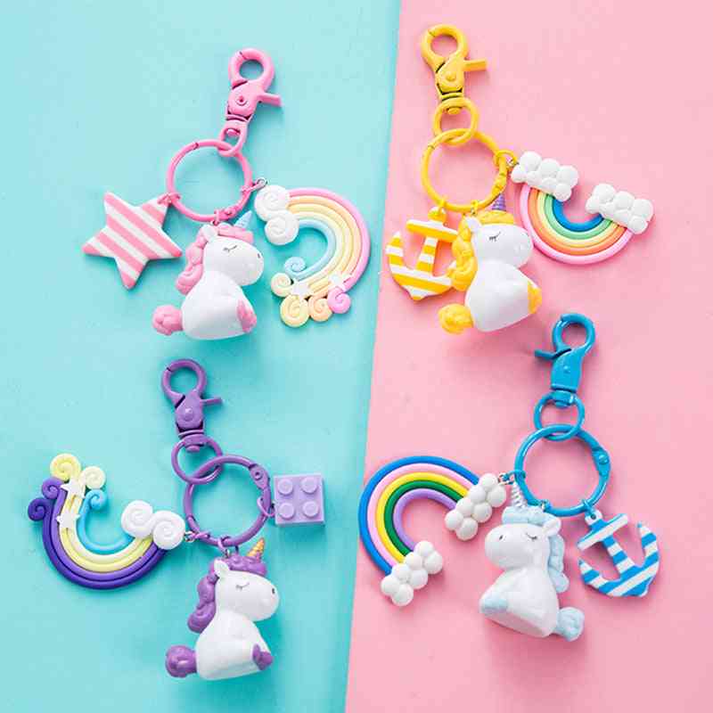 Unicorn Key Pendant Keyring Plush - Peluche, Licorne, Anchor, Rainbow