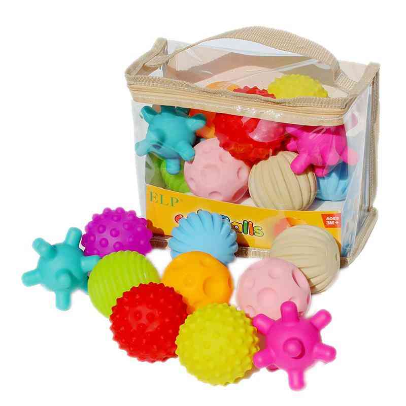 Baby gummi håndbold legetøj-struktureret touch bold til sensorisk sjov, badetid, type - farverig 6stk
