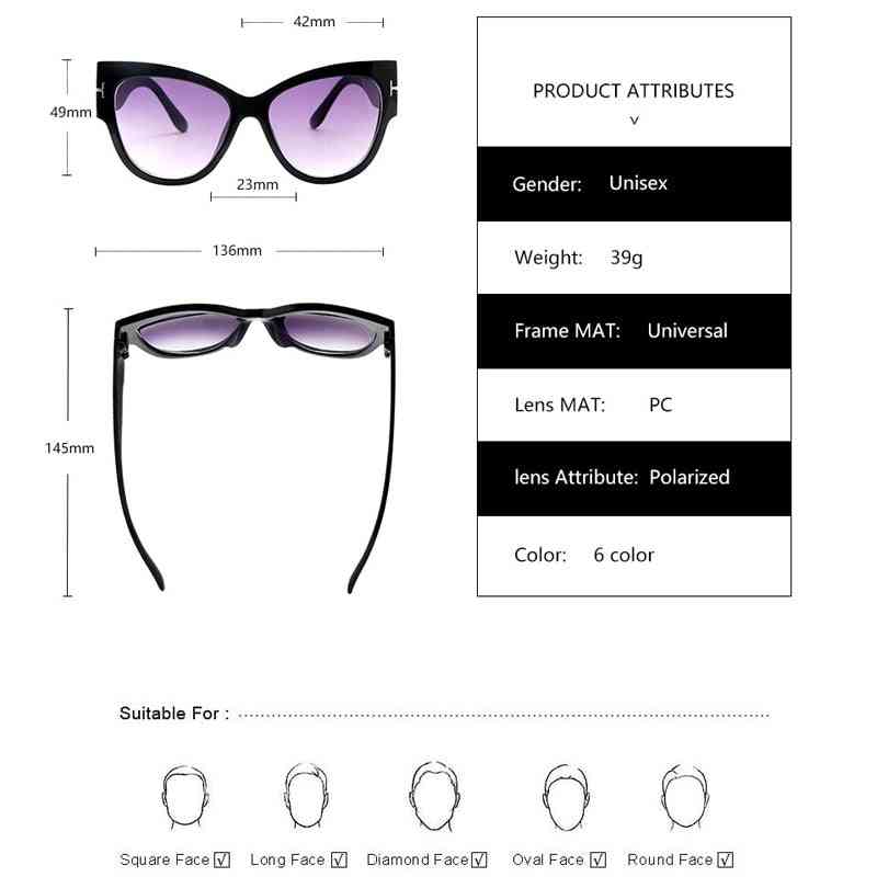 Luksuzna dizajnerska prevelika sončna očala z mačjimi očmi z gradientom