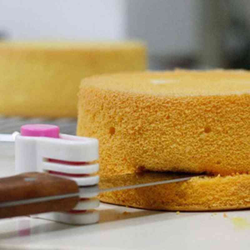 2pcs 5 couches bricolage gâteau coupe-pain niveleur trancheuse ensemble - outils de fixation de coupe outils de décoration de gâteau pour la cuisine - rose