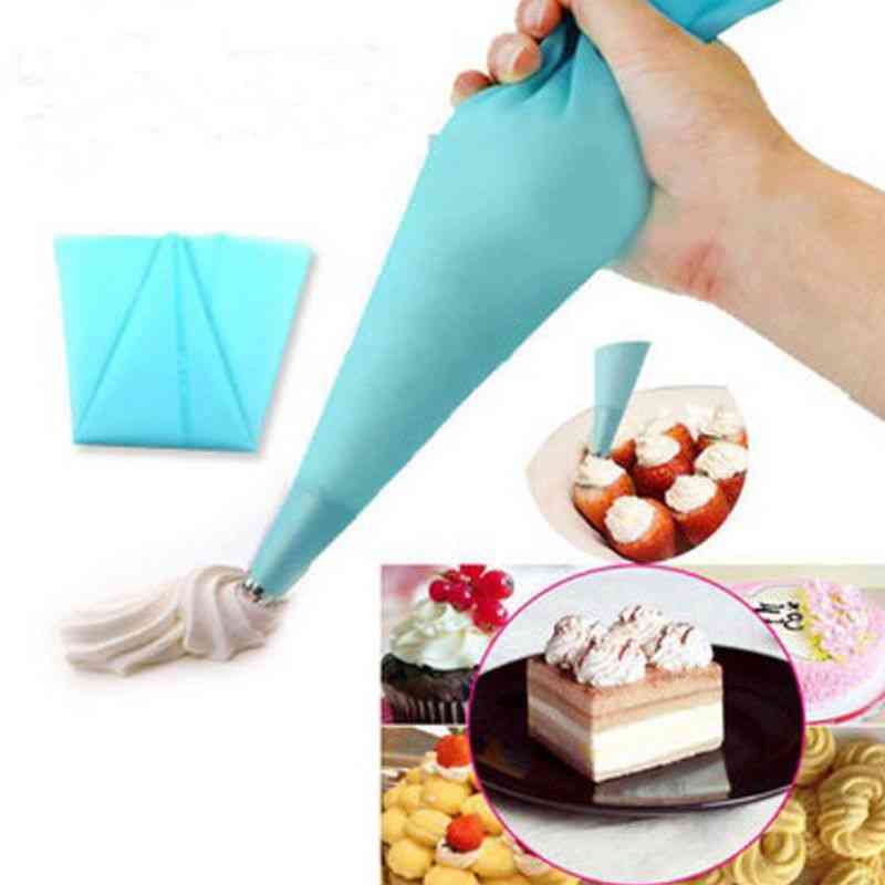Diy kage dekorationsværktøjer - blå silikone icing piping fløde wienerbrød taske - 3 størrelser genanvendelig dej dispenser