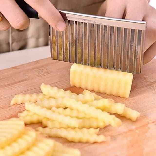 Kartoffel bølget kantet kniv rustfrit stål-køkken gadget vegetabilsk frugt skære værktøj -