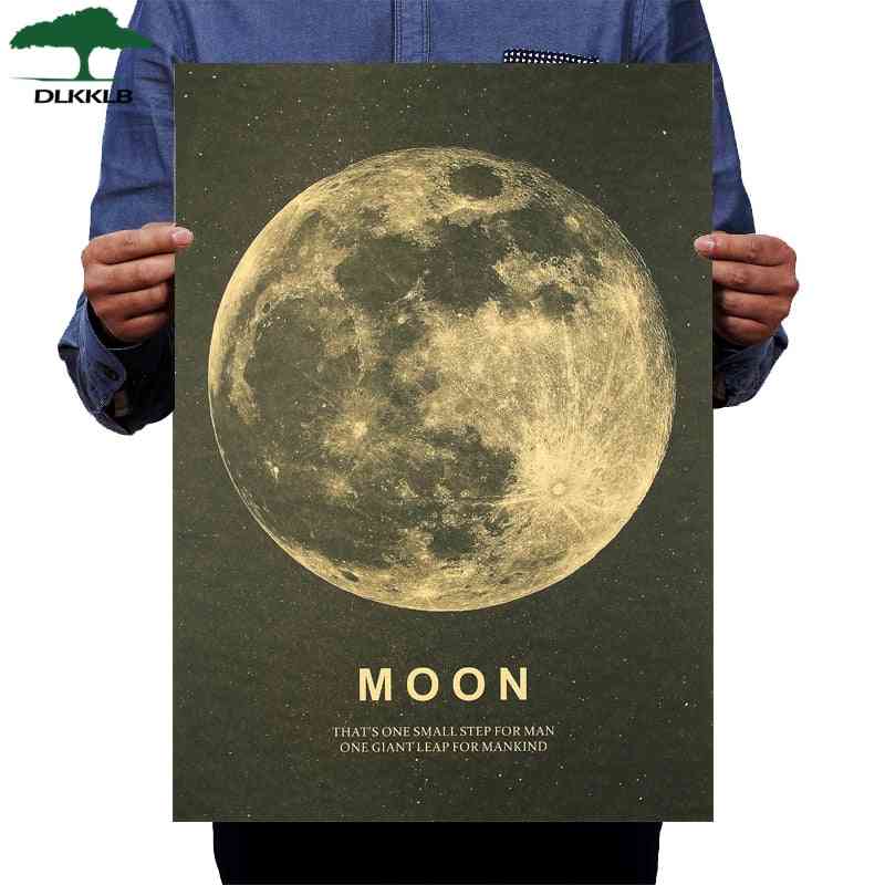 Moon classic poster sjajan korak za ljude naljepnice za zid od kraft papira u vintage stilu 51x36cm