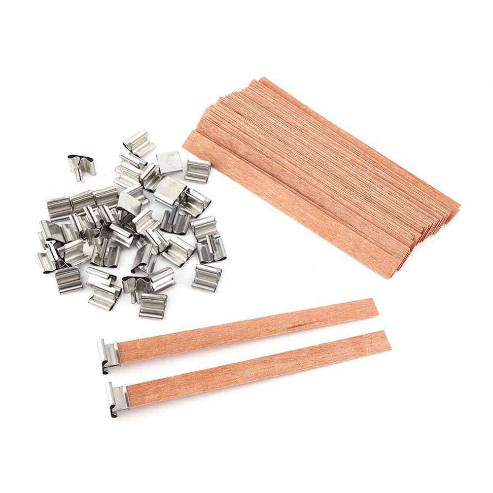 40pcs Wooden Wick Candle With Sustainer Tab Candle Wick Core For Diy Candle Making Pick