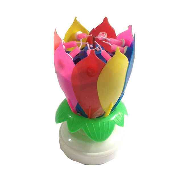 Lotus Flower Candle - Rotating Happy Birthday Musical Candle