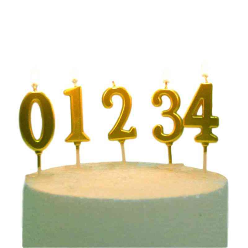 1pcs Happy Birthday Cake Topper Gold Number Candles - Birthday Cake Decoration