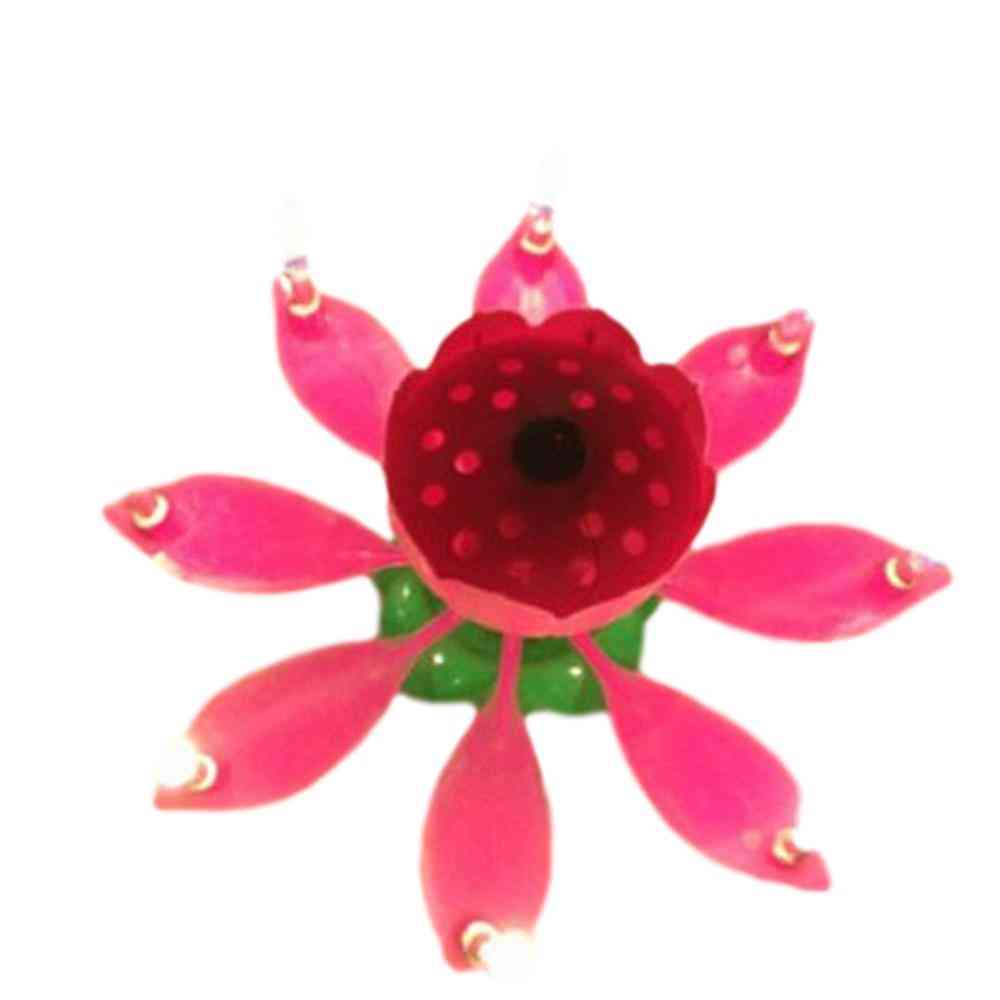 Innovative Party Candle - Musical Rotating Lotus Flower, Happy Birthday Candle