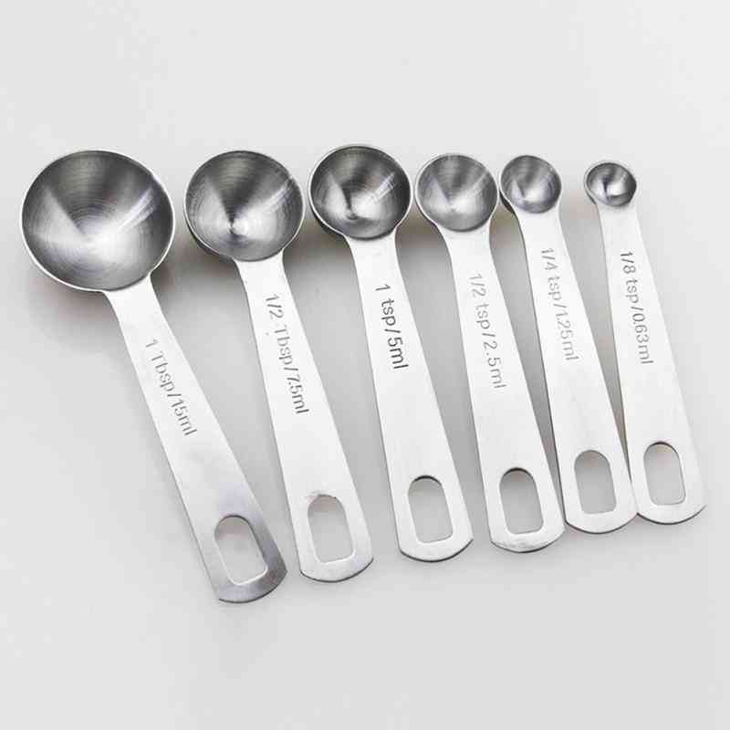 6 unids / set cucharas medidoras de acero inoxidable para condimentar café té cucharas medidoras con escala herramienta de panadería -