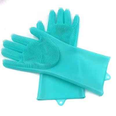 1 Pair Dish Washing, Magic Silicone Rubber Cleaning Glove For Household