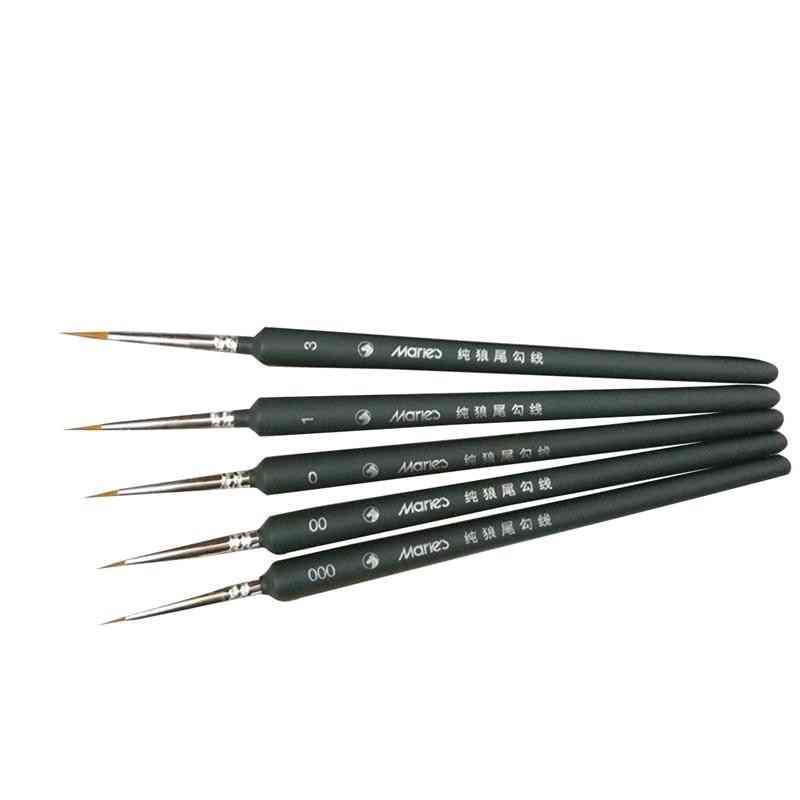 5 Pcs Professional Miniature Nylon, Acrylic Thin Hook Line Pen - Paint Brush Set