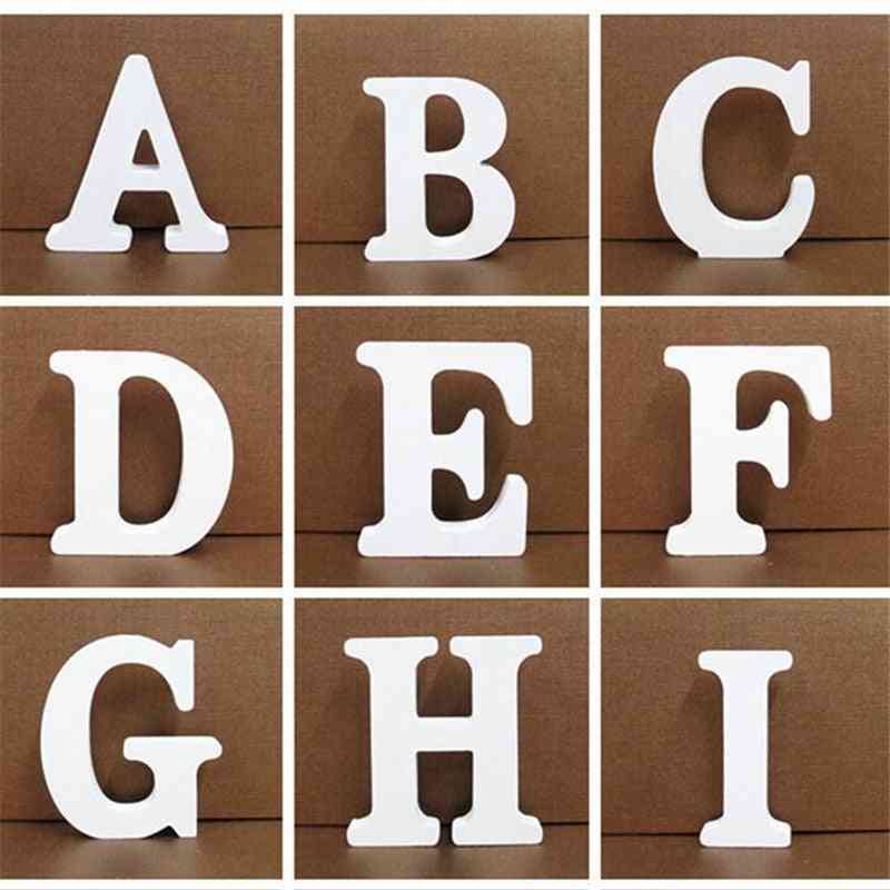 1pc 10cmx10cm białe drewniane litery alfabetu angielskiego DIY spersonalizowana nazwa projekt rzemiosło artystyczne wolnostojące serce dekoracje ślubne - A / 10cmx10cm