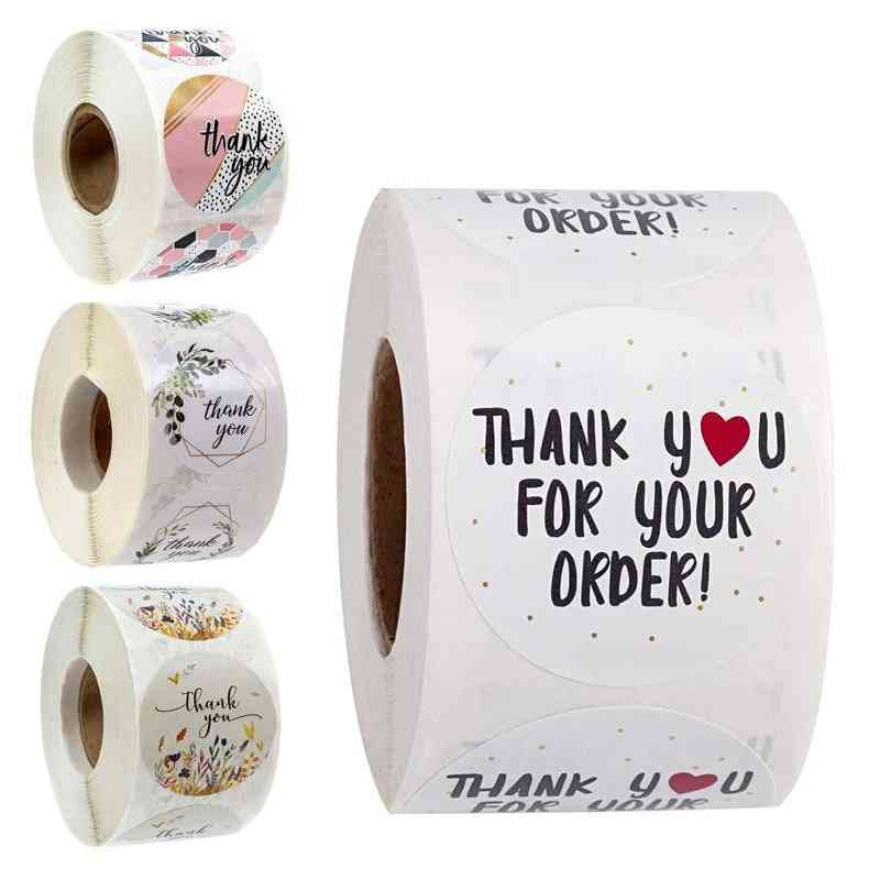 500 pçs / rolo obrigado etiquetas do selo etiquetas scrapbook adesivo artesanal círculo papelaria alimentos feitos à mão