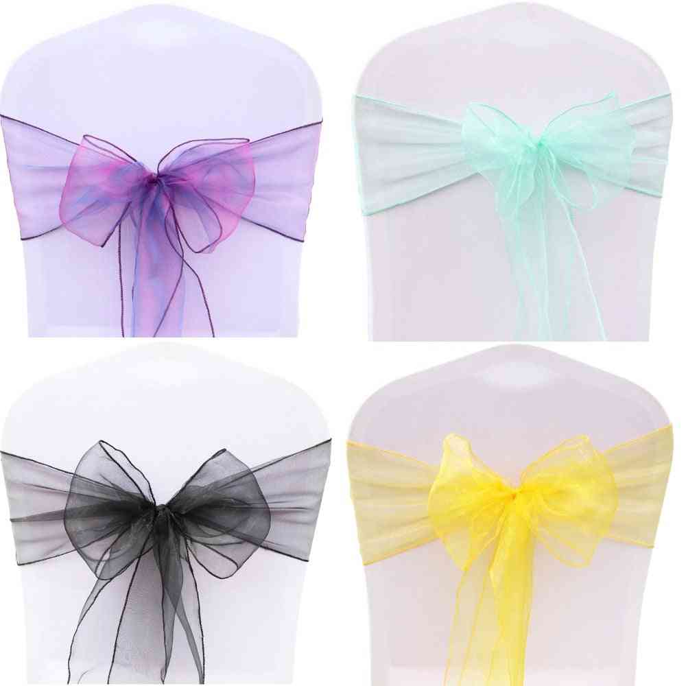 25pcs/set With 32 Colors Organza Chair Sashes For Event Ceremony Or Party Celebration