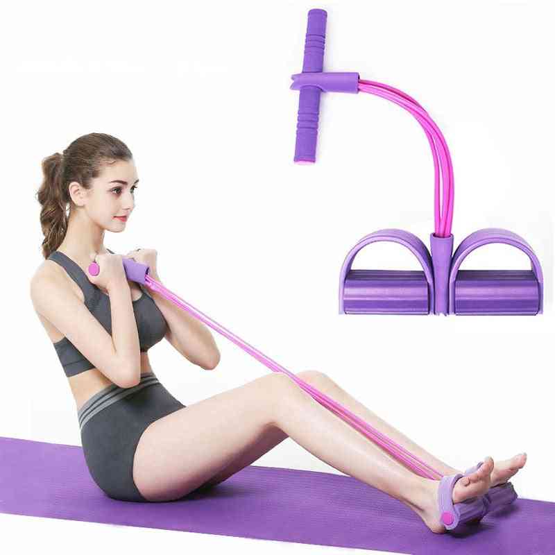 4 Tube Strong Fitness Resistance Bands - Latex Pedal Exerciser For Women Men Sit Up Pull Ropes - Yoga Fitness Equipment