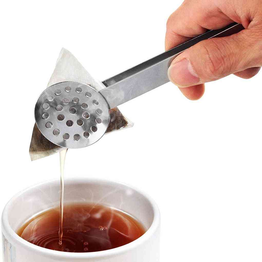 Reusable Stainless Steel - Squeezer Strainer Holder Tea Bag Tongs Made Up Of Grip Metal Spoon