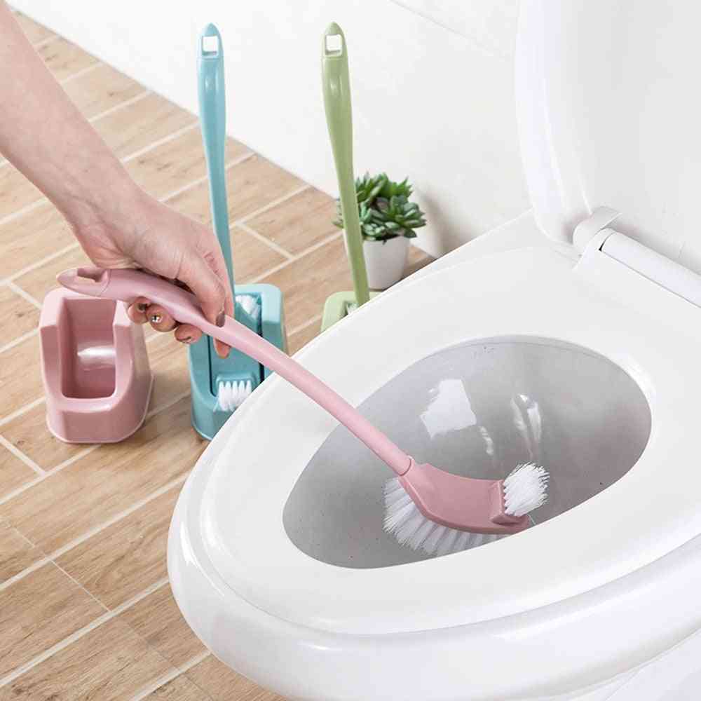 Double Sided Toilet Cleaning Brush Long Handle - Compact Toilet Brush Small Sink With Brush Holder