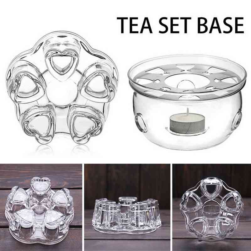Mini Portable Clear Heat Resisting Teapot Holder - Base Coffee, Water, Tea Warmer And Candle Holder