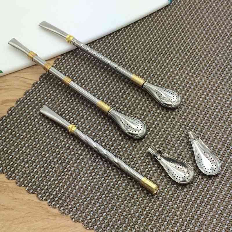 Stainless Steel Reusable Hot Tea Filter - Yerba Mate Straws With Bombilla Gourd Tools Used As Straw ,spoon