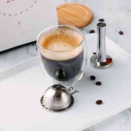 Capsules de café à dosettes en acier inoxydable réutilisables rechargeables pour Nespresso, Vertuo Vertuoline Plus et Delonghi