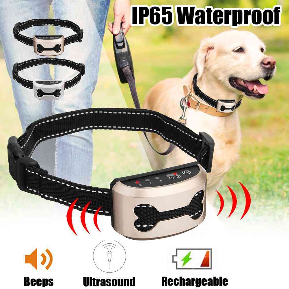 Intelligent Dog Anti Bark Collar - Ultrasonic Rechargeable Training Collars, Waterproof Vibration Dog Stop Barking Control