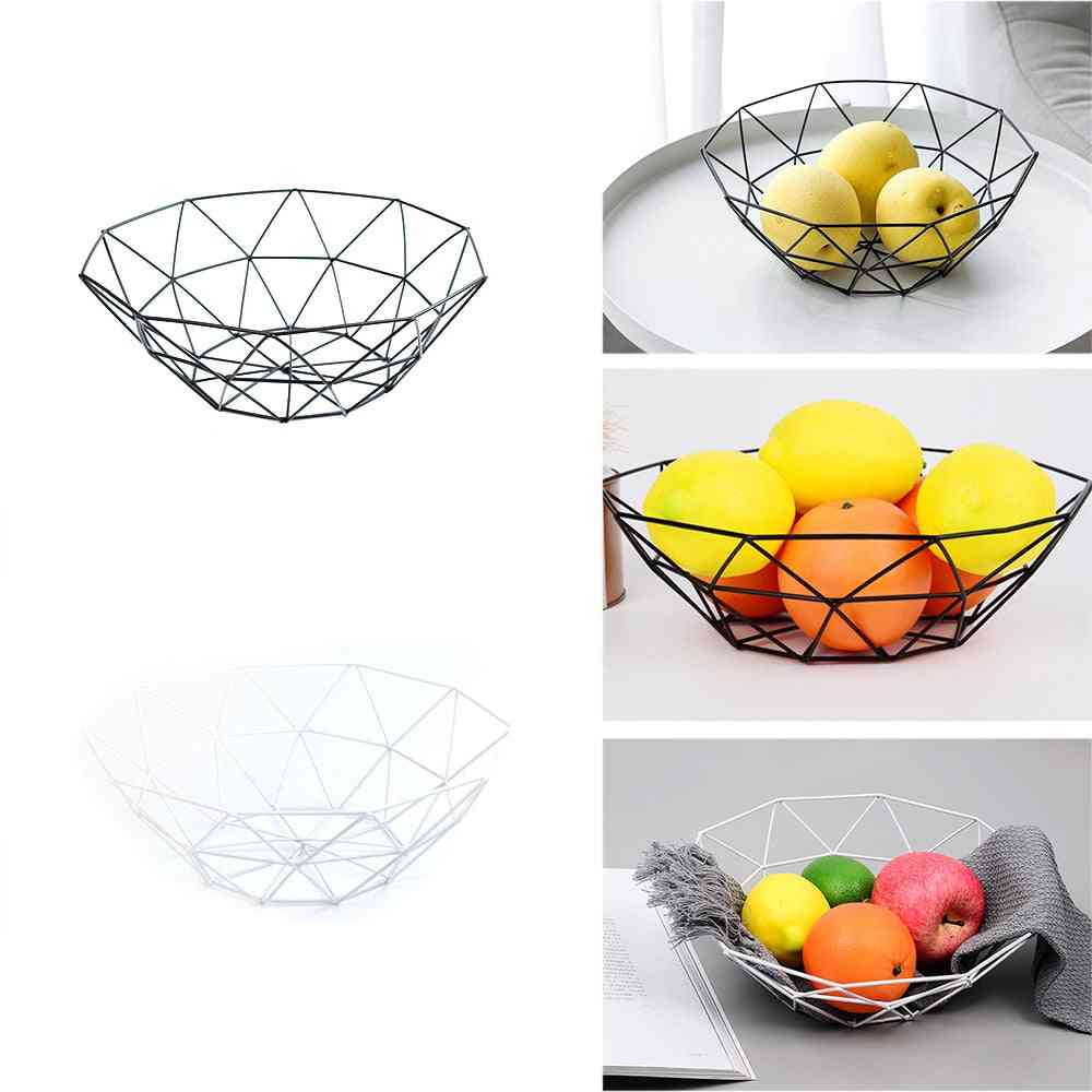 Metal Wire Basket Container Bowl - Kitchen Drain Rack Used For Fruit, Vegetable Storage