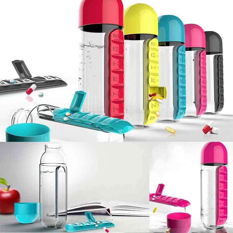 Water Bottles Plastic Drink Bottle With Pill Travel Box