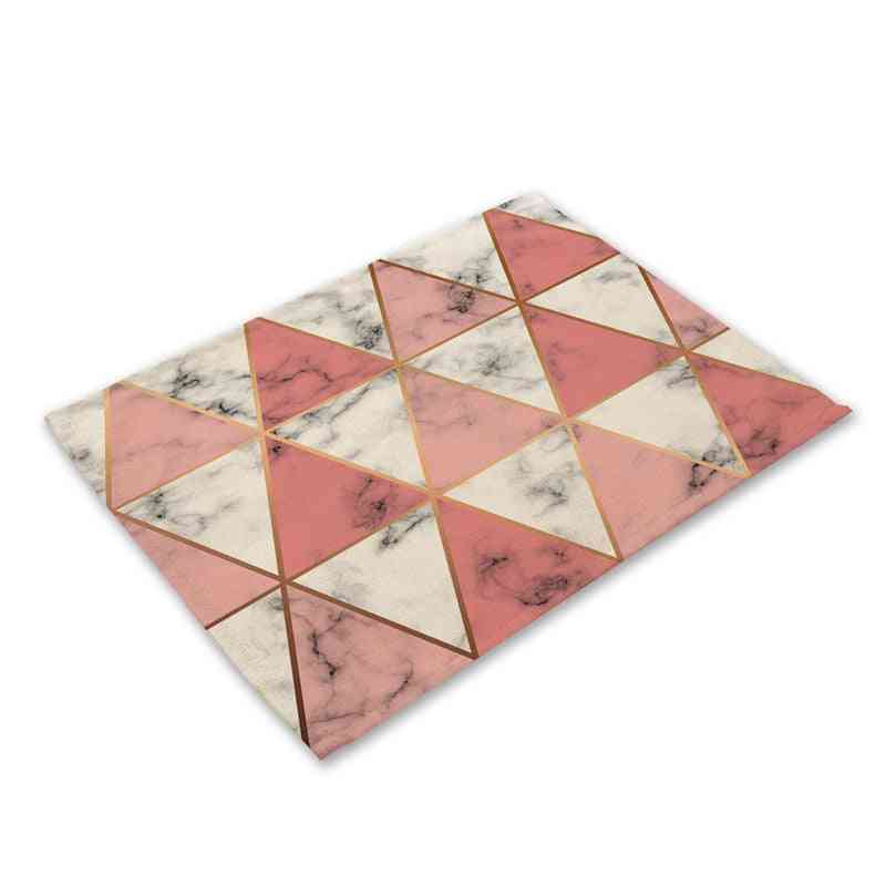 Geometric Marble Printed Kitchen Placemat Dining Table Mat, Coaster Pads Cup Mats