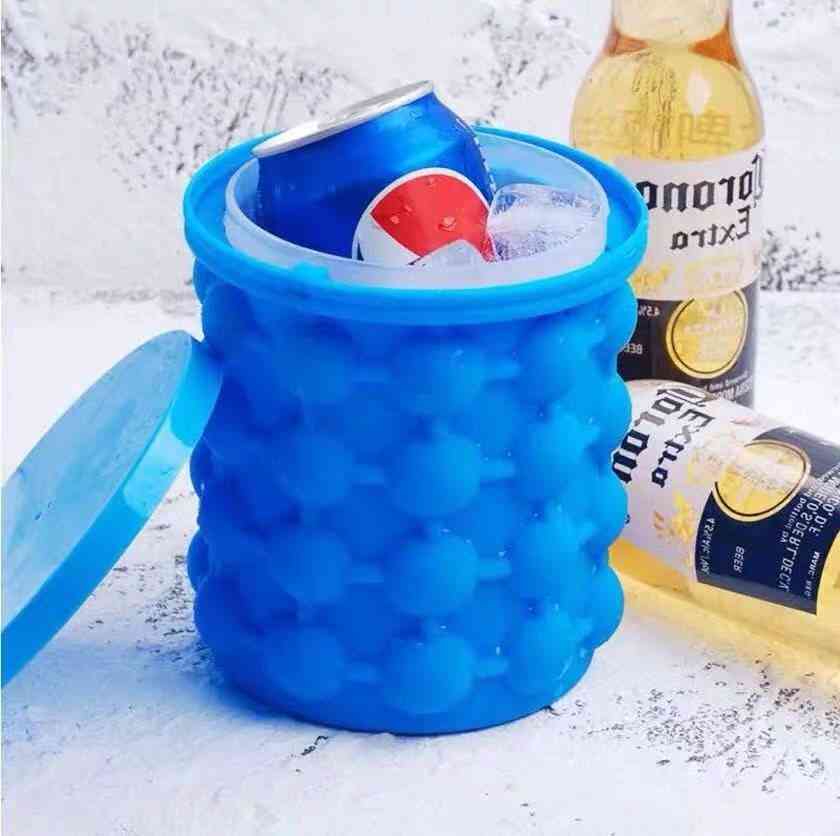 Large Silicone Ice Cream Bucket Mold With Lid Space Saving Cube Maker