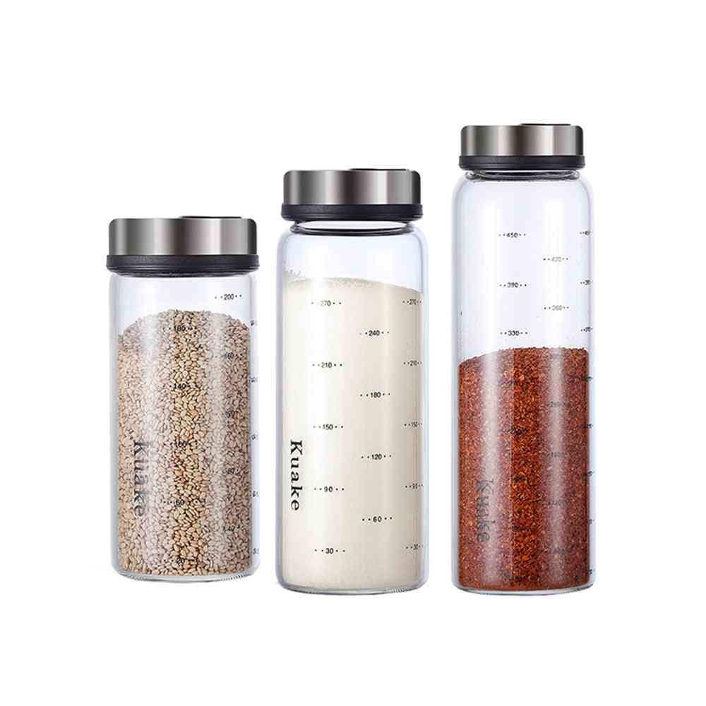 High Borosilicate Glass Seasoning Can - Salt, Sesame, Solid Condiment, Pepper, Spice Seal Bottle With Rotary Lid