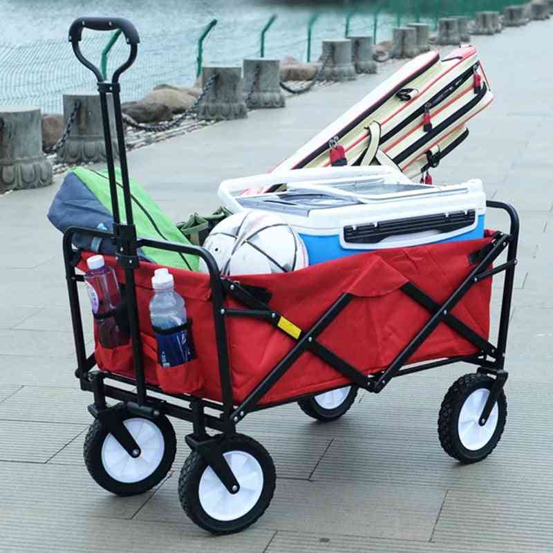 Taitettava ulkokäyttöön tarkoitettu matkatavaravaunu matkustamista ja ostoksia varten - punainen
