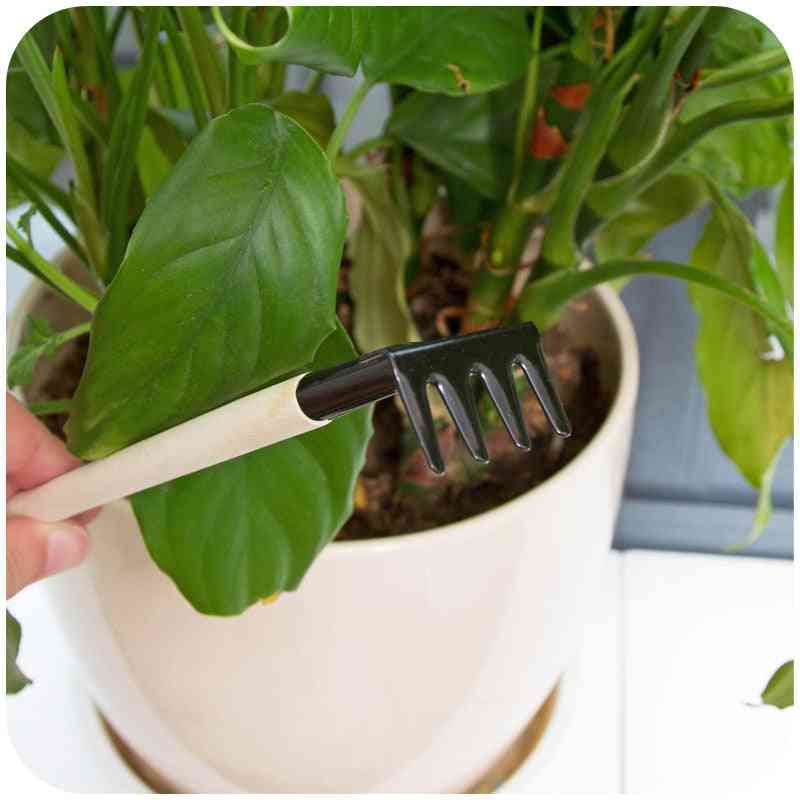 Wood Handle Stainless Steel, Potted Plants Shovel Rake Spade Gardening Tool