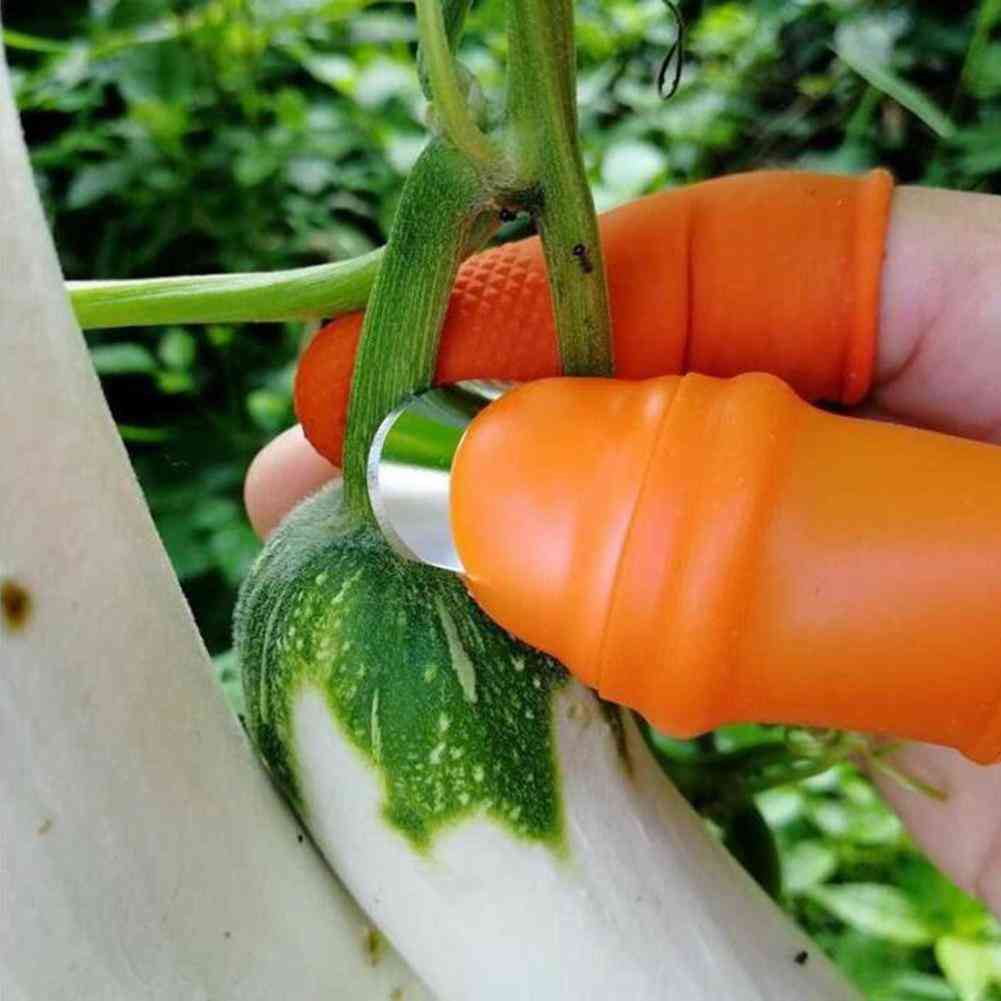 Silicone Thumb Cutter Set, Stainless Steel Vegetable & Fruit Harvesting Plant Picking Tool