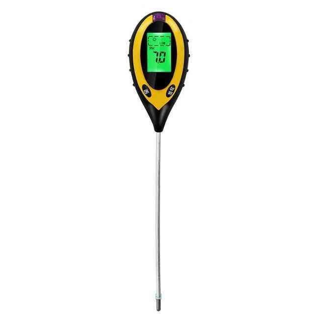 4 in 1 digitaalinen ph-mittari - maaperän kosteusmittari, lämpötilan auringonvalon testeri puutarhakasveille - keltainen