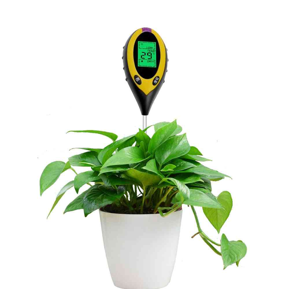 4 az 1-ben digitális ph mérő - talajnedvesség-figyelő, hőmérsékleti napfényteszt kertészeti növények számára