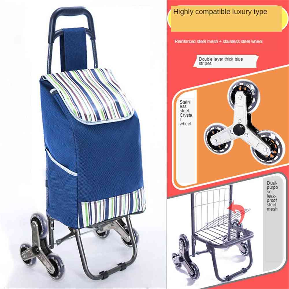 Foldable Stair Climber Cart With Extra Large Shopping Bag