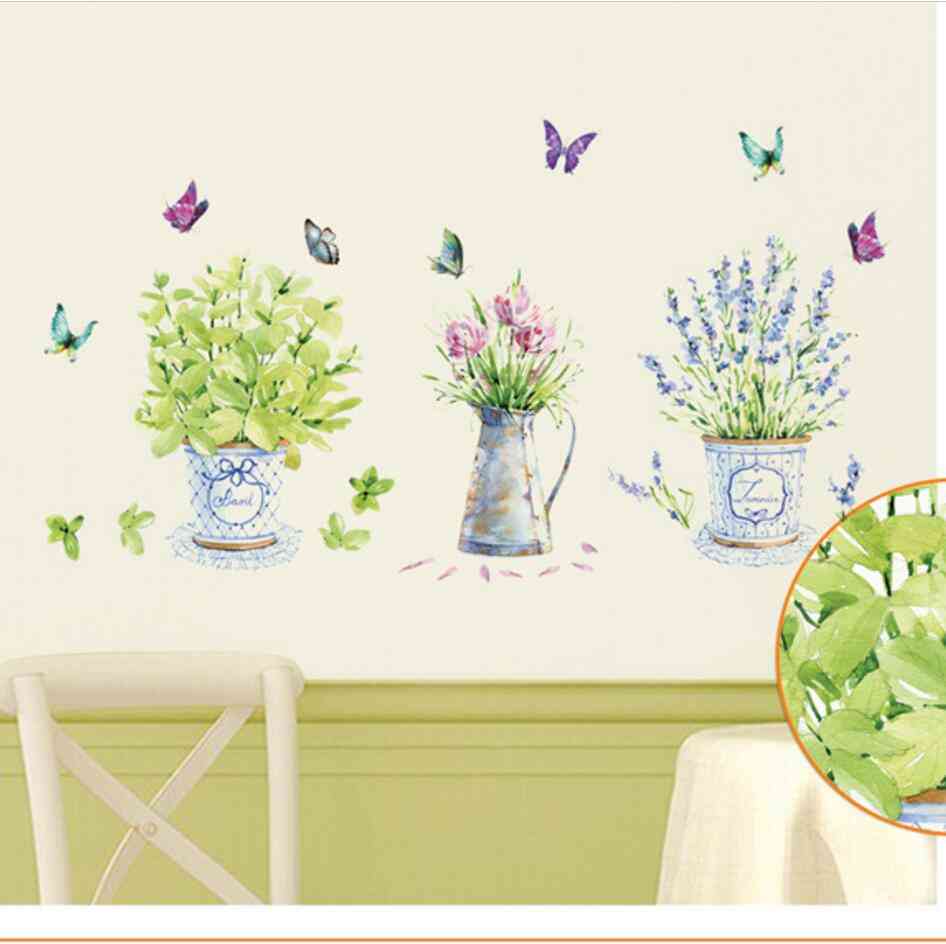 Home Decor Potted Flower Wall Stickers