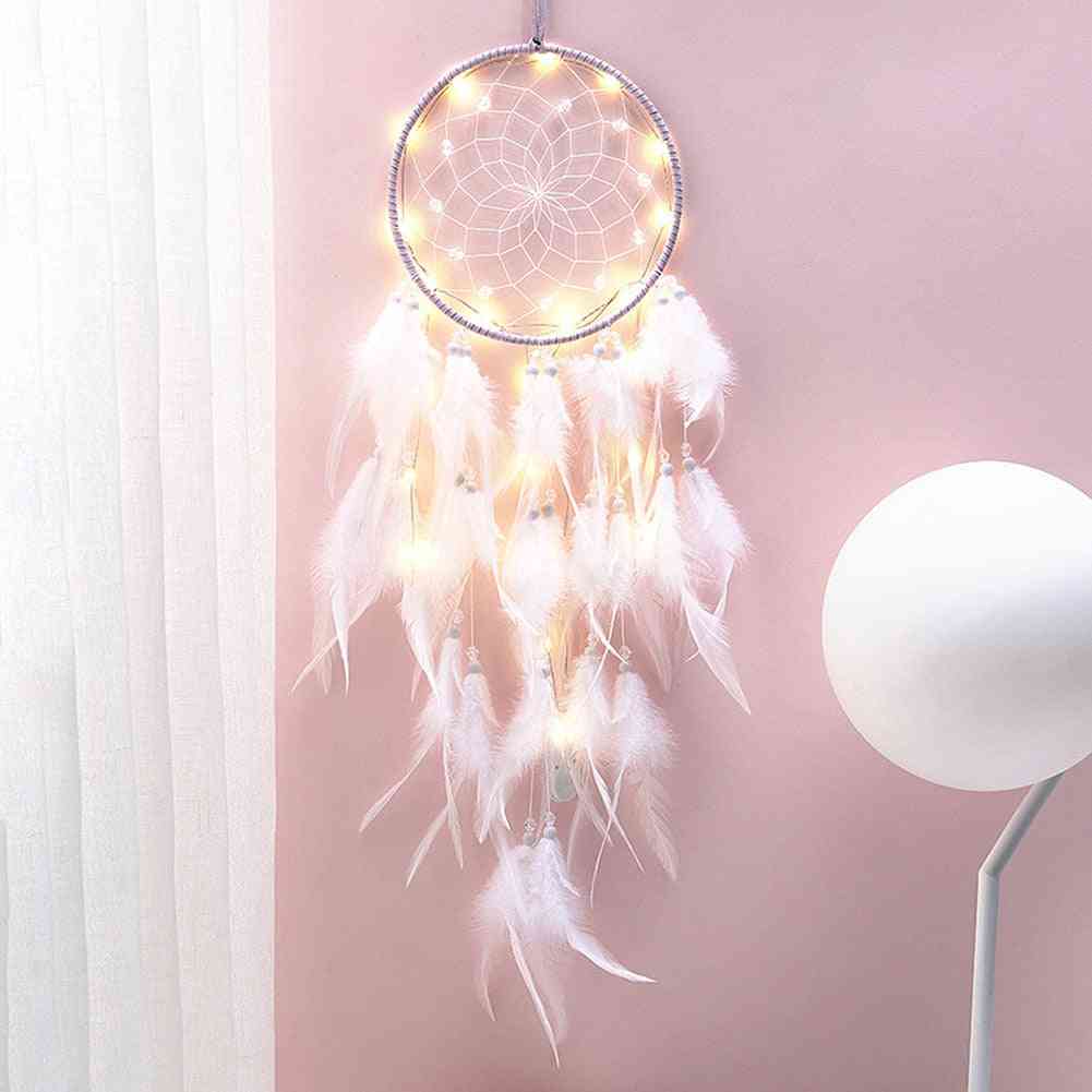 Girl Heart Dream Catcher - Ornaments Lace Ribbons Feathers
