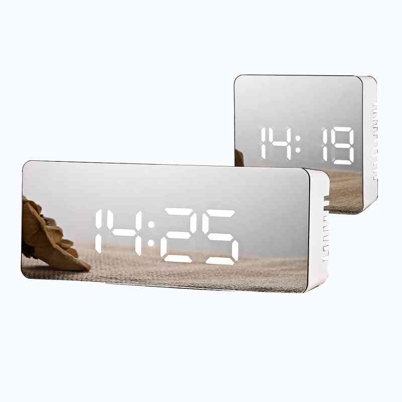 LED spejl digital temperatur display vækkeur - fx-hvid
