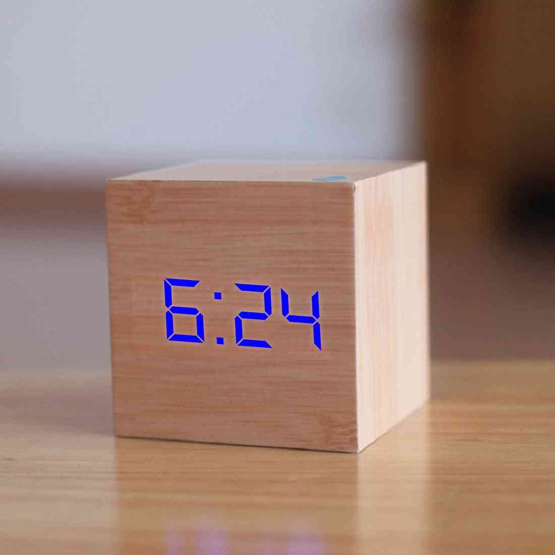 Despertador de madera digital led