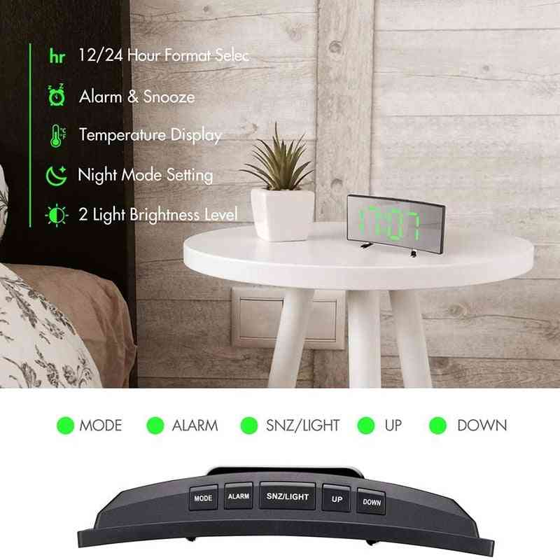 Despertador digital com tela LED regulável curva de 7 polegadas