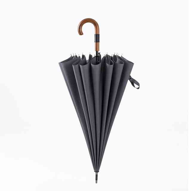 Wooden Windproof 16 Ribs, Long Handle Umbrella