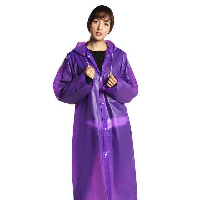 Dam man regnrock tjockare vattentät - vuxen klar transparent camping hoodie regnkläder kostym - blå / en storlek