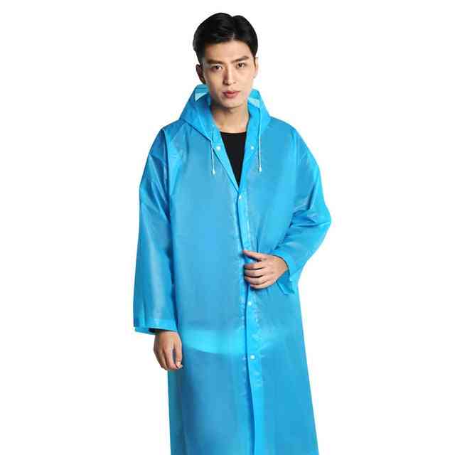מעיל גשם נשים מעובה עמיד למים - חליפת בגדי קפוצ 'ון קפוצ' ונים קמפינג שקוף שקוף למבוגרים - כחול / מידה אחת