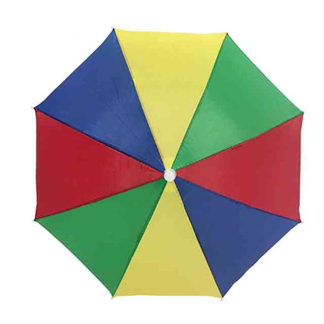 Sunny And Rainy Umbrella, Hands Free Rainbow Folding & Waterproof Multicolor Hat