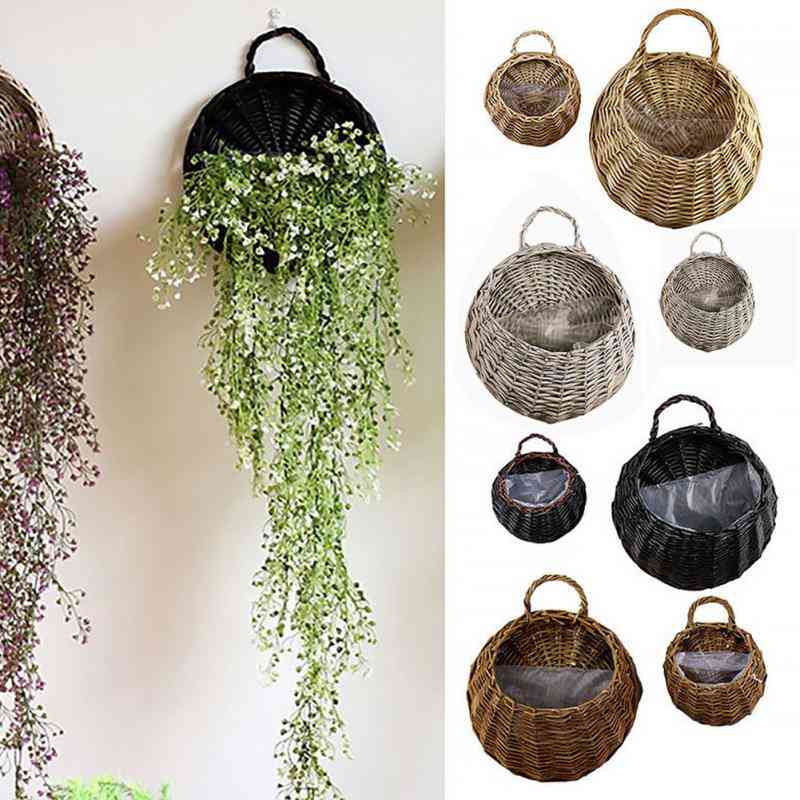 ръчно изработена плетена кошница от ратан цвете зелена саксия