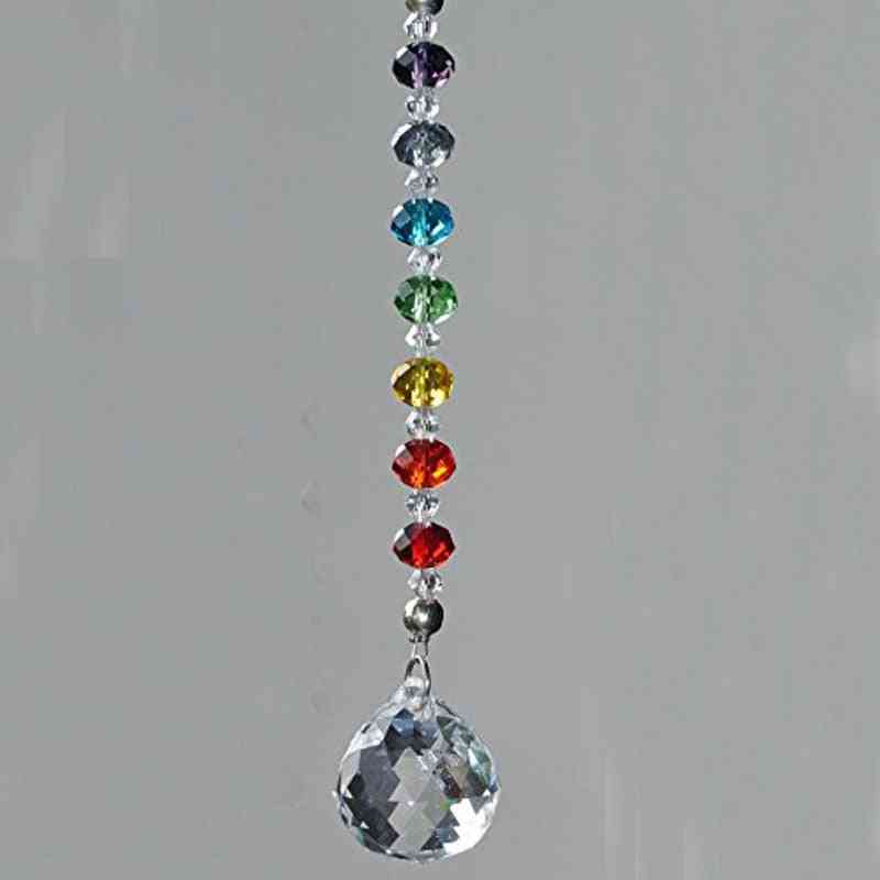 Crystal Prism Ball Chakra Beads Strand -rondelle  Hanging