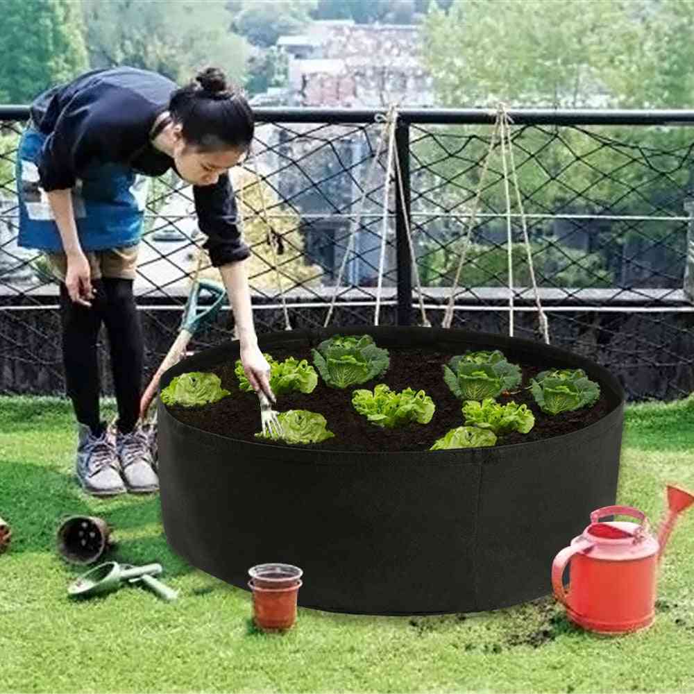 Látková vyvýšená zahradní postel 50 galonů - kulatá nádoba na pěstování sáčků