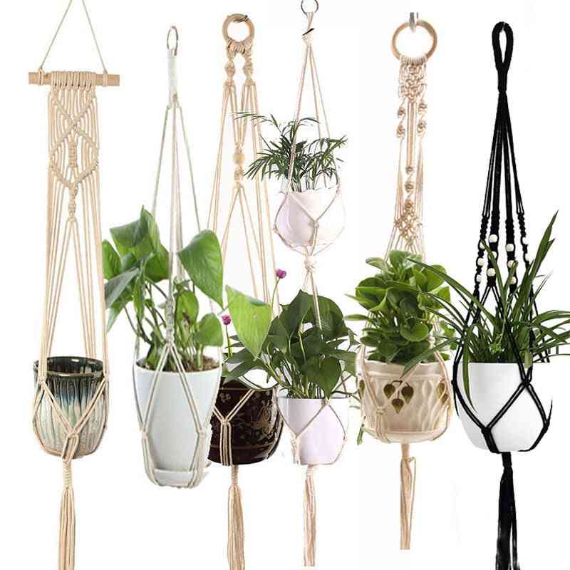Handgemaakte macrame plantenpot, dienblad, hanger