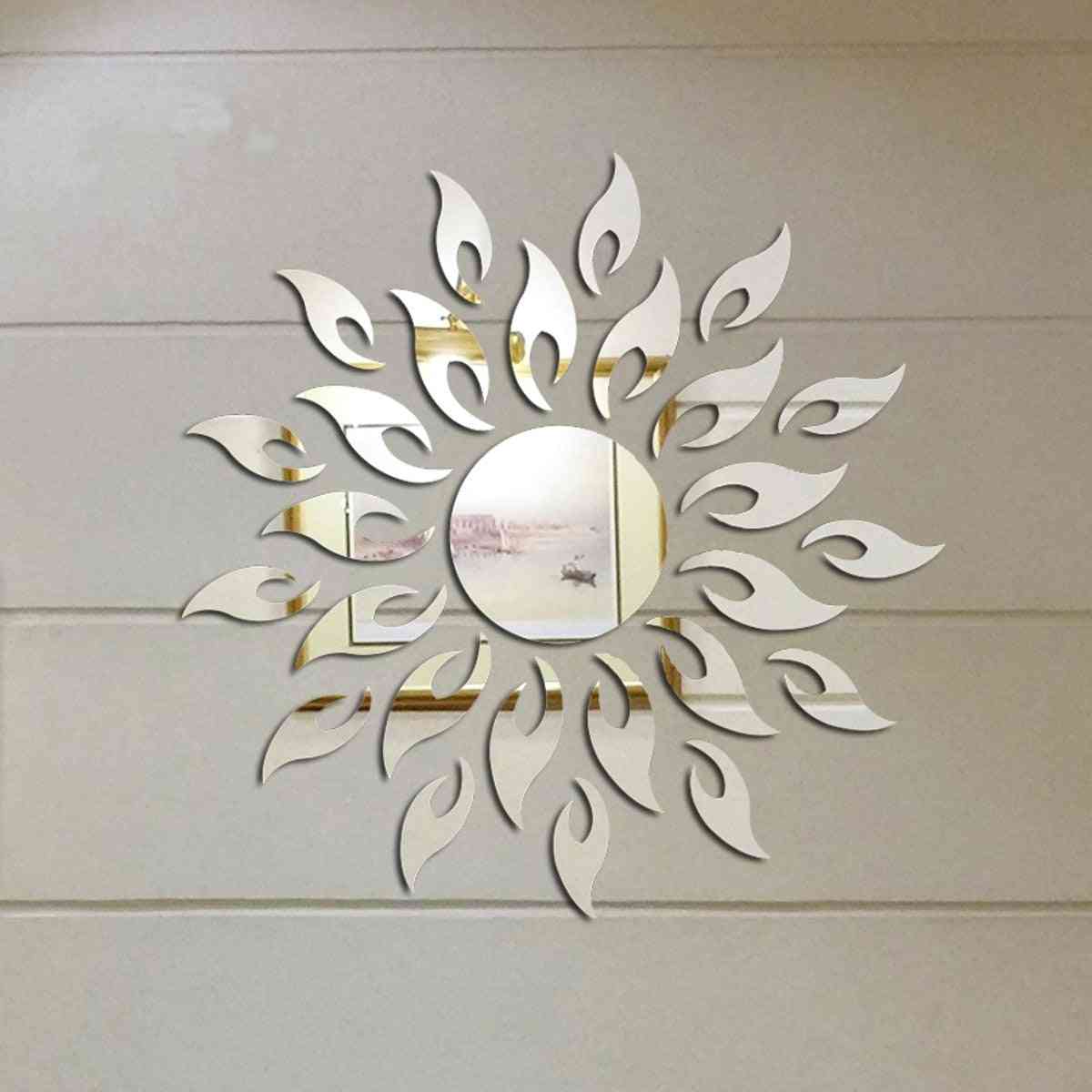 3d solsken sol blomma dekorativ DIY avtagbar vägg spegel klistermärke