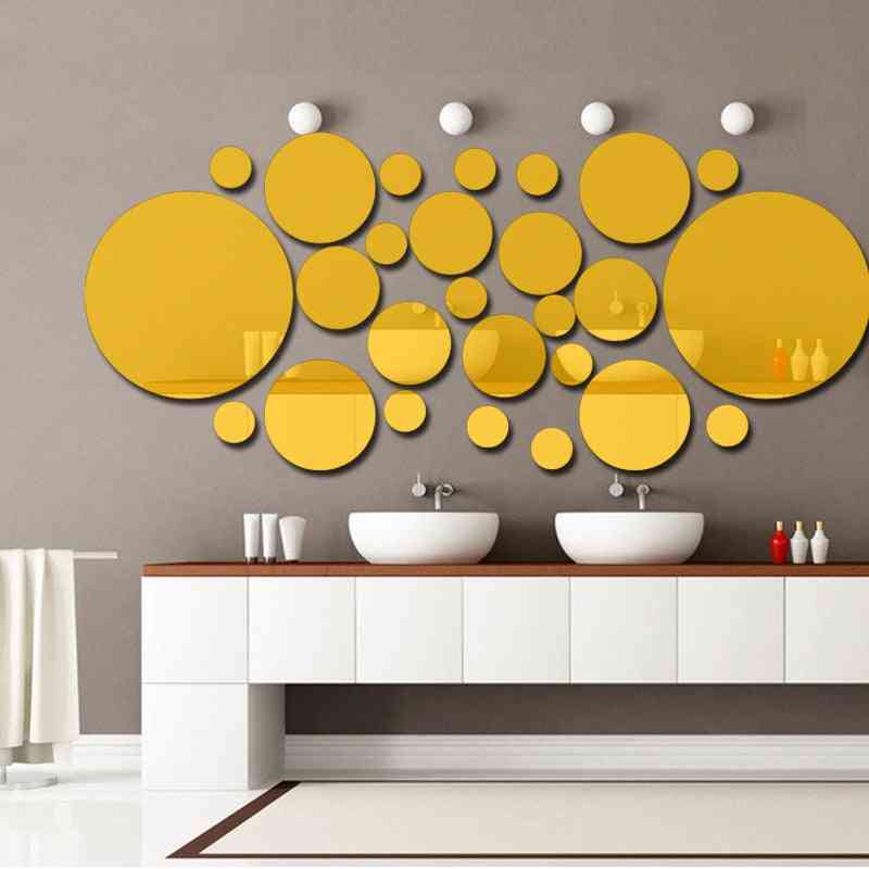 Circle 3d Stereo Removable Mirror Wall Stickers Bathroom Wall Stickers 26pcs